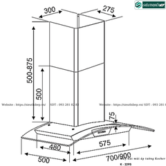 Máy hút mùi Kocher K - 229S (Áp tường, kính cong - Made in Malaysia)