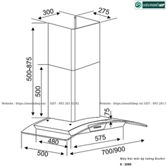 Máy hút mùi Kocher K - 228S (Áp tường, kính cong - Made in Malaysia)