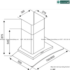 Máy hút mùi Kocher K - 228T (Áp tường, kính cong - Made in Malaysia)
