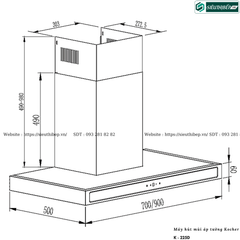 Máy hút mùi Kocher K - 225D (Áp tường, chữ T - Made in Malaysia)