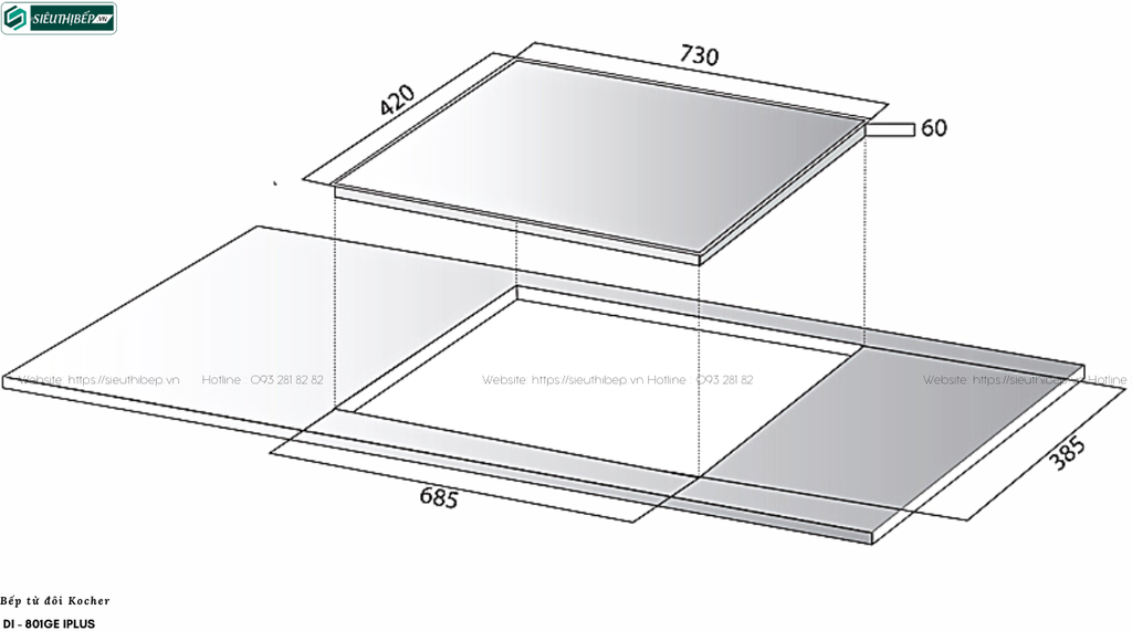Bếp từ đôi Kocher DI - 801GE IPLUS (Made in Germany)
