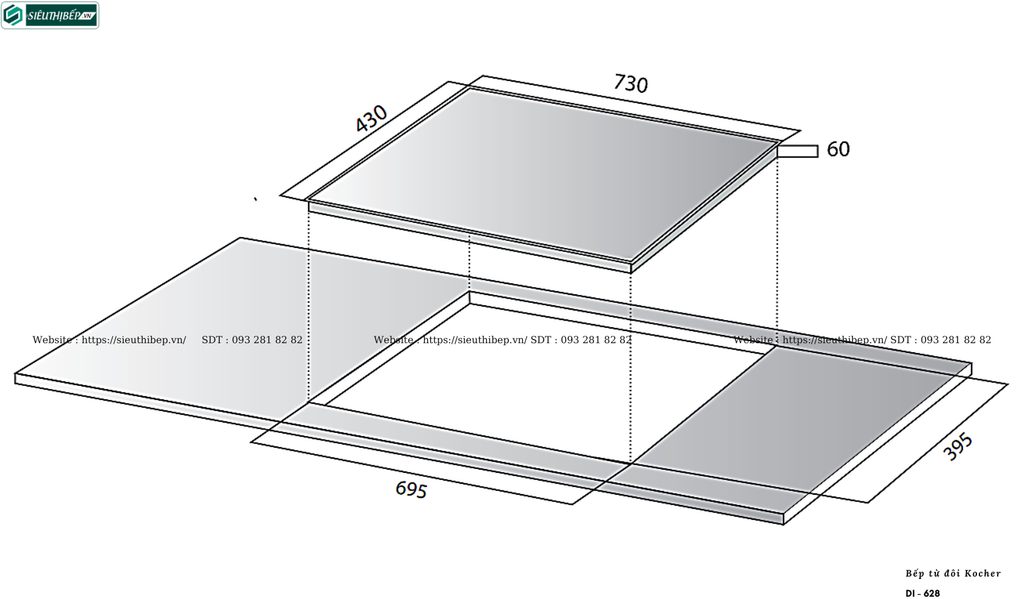Bếp từ đôi Kocher DI - 628 (Made in Malaysia)