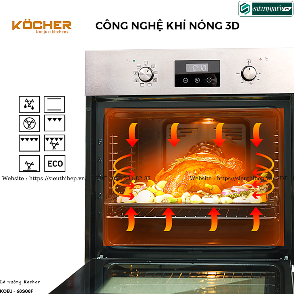 Lò nướng Kocher KOEU - 68S08F (Âm tủ - 68 Lít)