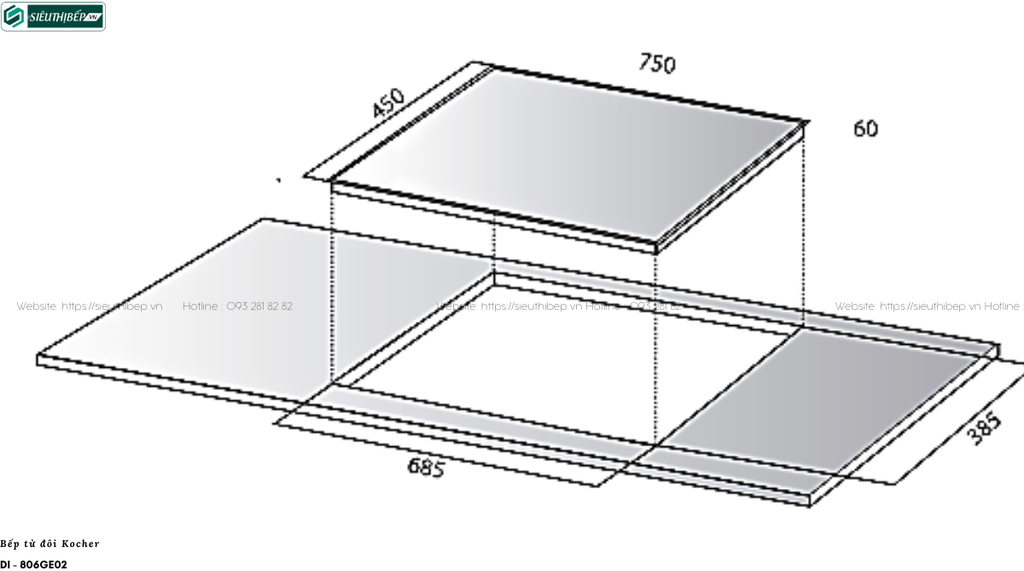 Bếp từ đôi Kocher DI - 806GE02 (Made in Germany)