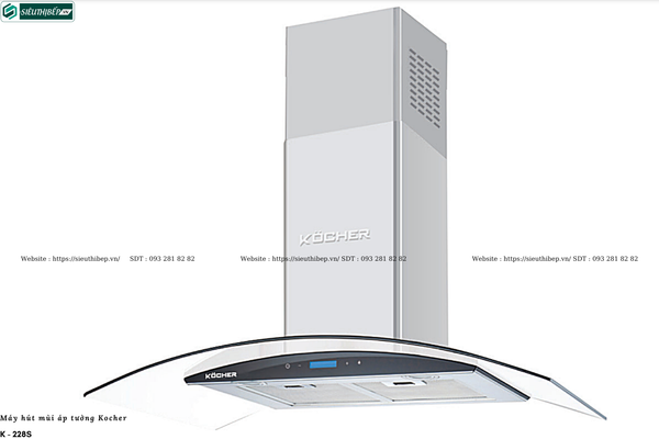 Máy hút mùi Kocher K - 228S (Áp tường, kính cong - Made in Malaysia)
