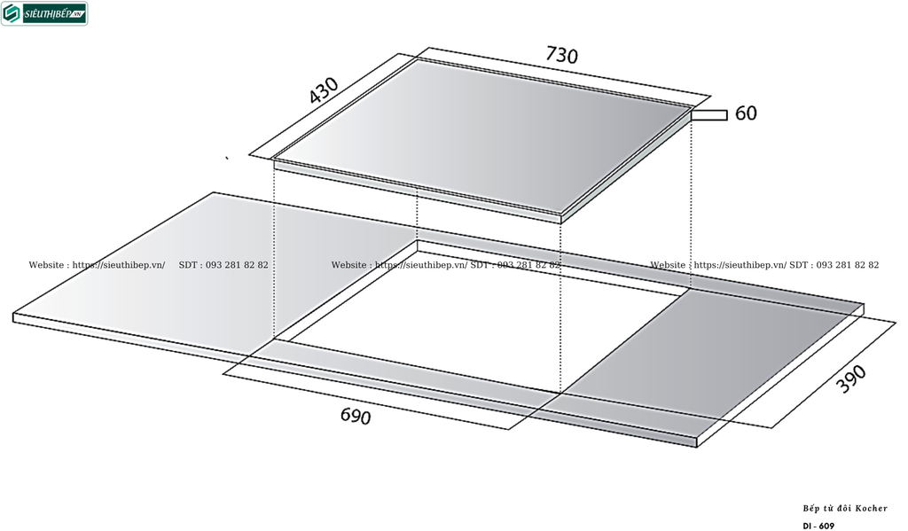 Bếp từ đôi Kocher DI - 609 (Made in Malaysia)