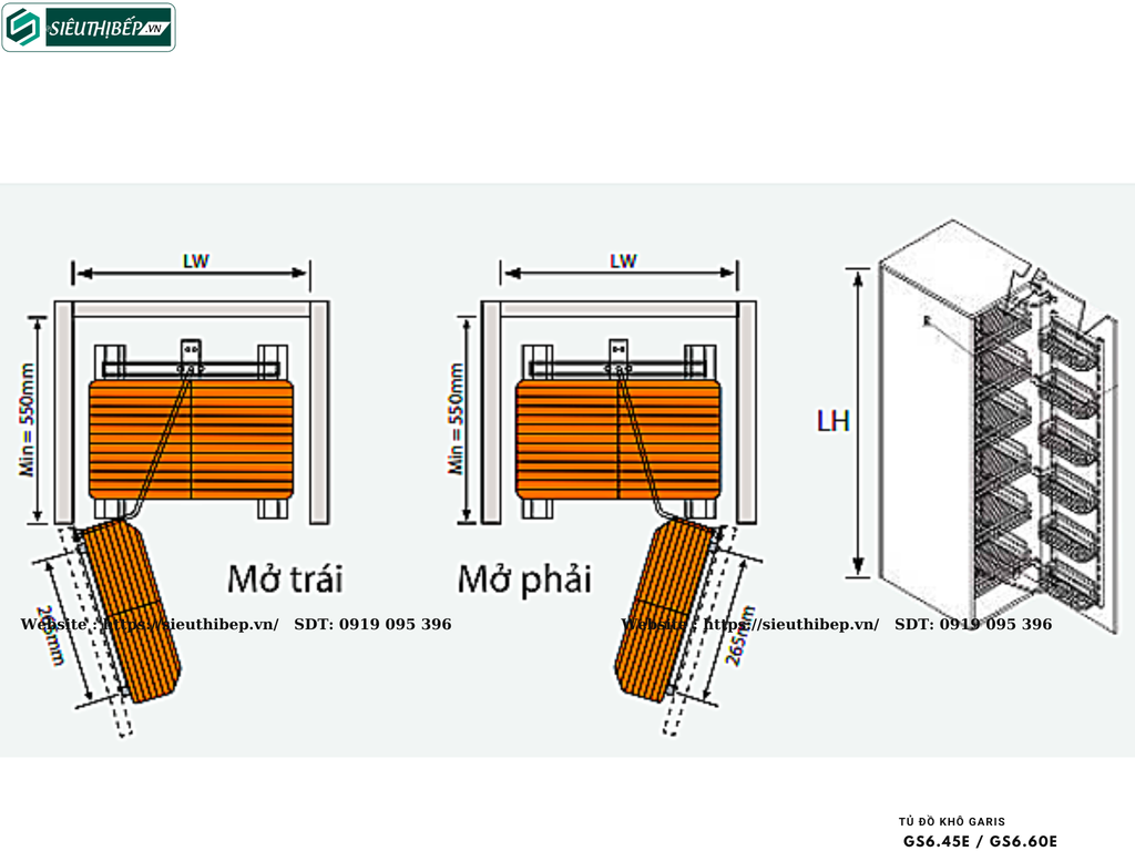 Tủ đồ khô Garis GS6.45E / GS6.60E (Khung thép phủ nano, khay inox 304, điện hóa xước mờ)