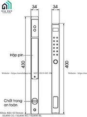 Khóa điện tử Demax SL808 CG / SL808 AG / SL808 BL (Champagne Gold / Xám nhôm / Đen - Mở khóa bằng APP WIFI - Dùng cho cửa nhôm, sắt , inox)