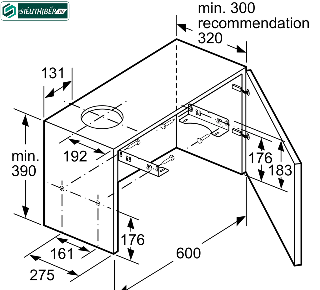 Máy hút mùi Bosch HMH DFM063W56B - Serie 2 (Âm tủ - Made in Germany)