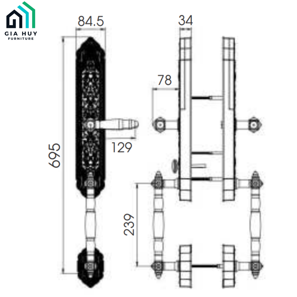 Khóa đại sảnh điện tử Kassler KL - 999 / KL - 989 (Tân cổ điển - Mạ vàng 24K)