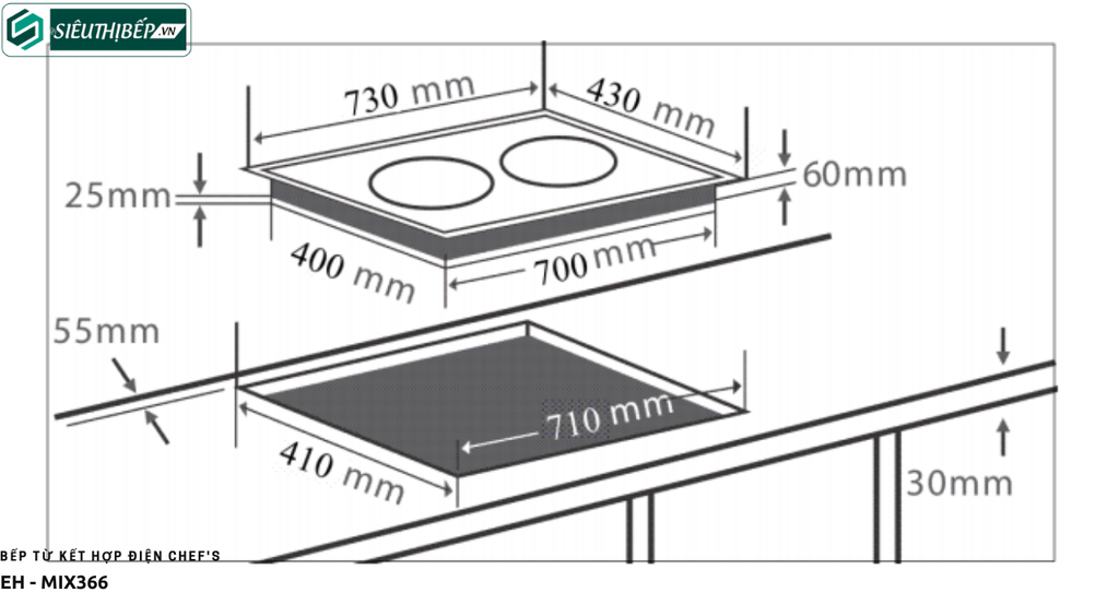 Bếp từ kết hợp điện Chef's EH - MIX366 Nhập khẩu nguyên chiếc tại Đức