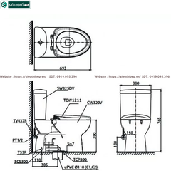 Bồn cầu 2 khối TOTO CS325DRE4#W (Nắp Rửa Cơ TCW1211A)