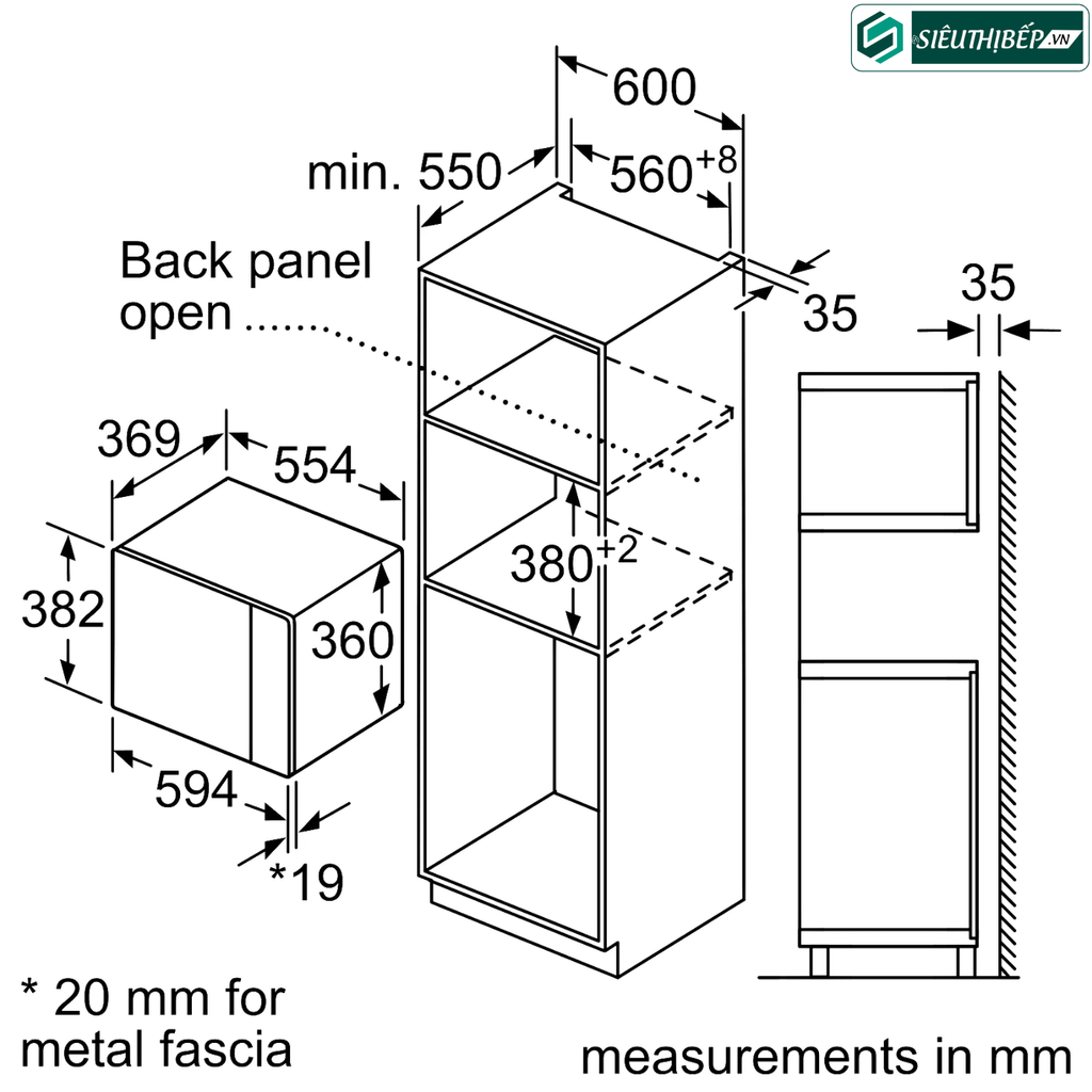 Lò vi sóng Bosch HMH BEL554MS0B - Serie 6 (25 Lít - Âm tủ)