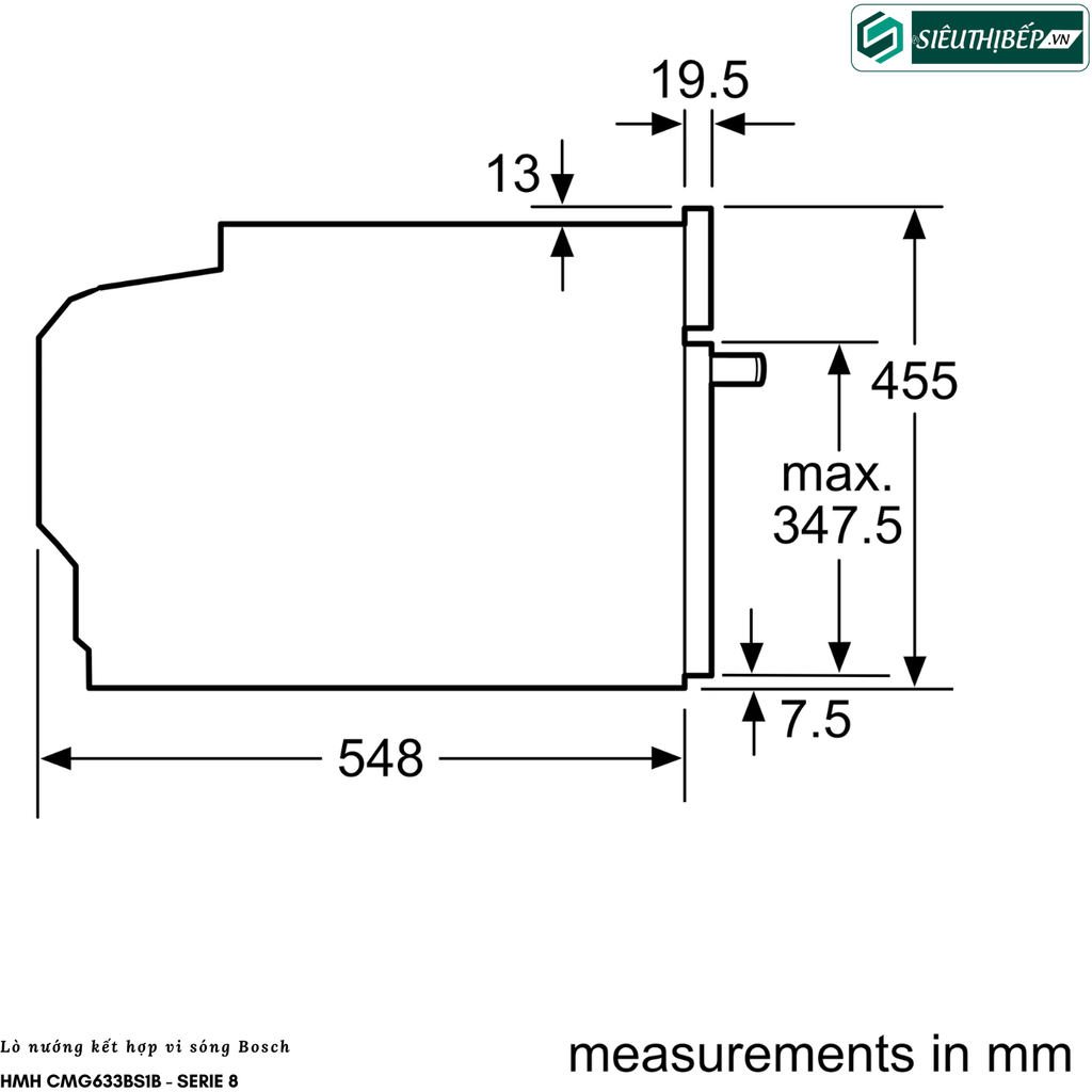 Lò kết hợp Bosch HMH CMG633BS1B - Serie 8 (Lò nướng kết hợp lò vi sóng - 45 Lít)