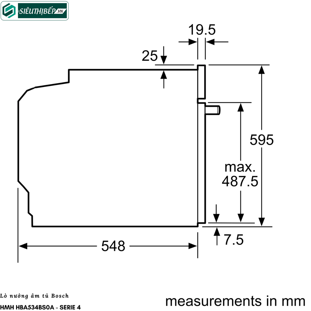 Lò nướng Bosch HMH HBA534BS0A - Serie 4  (71 Lít - Âm tủ)