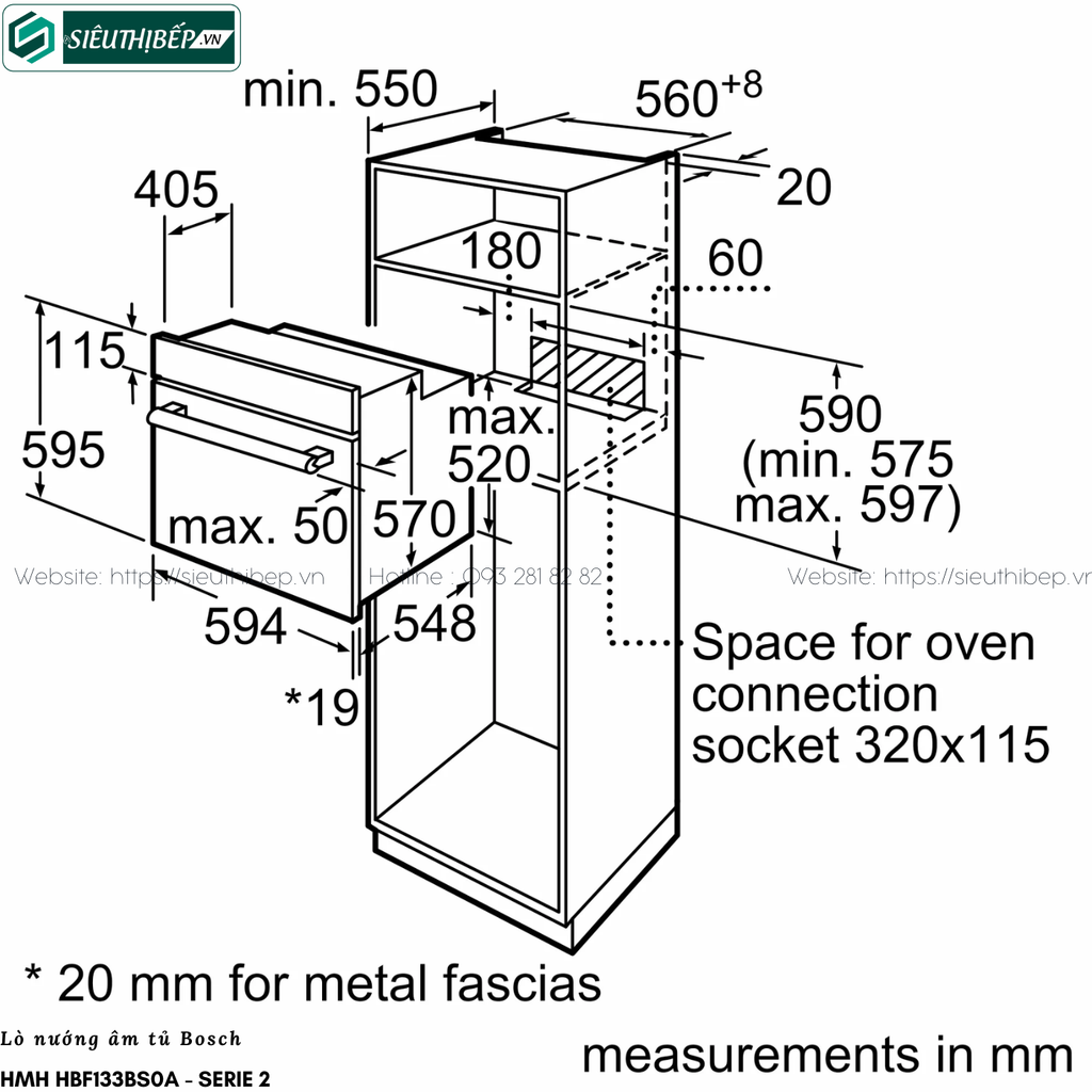 Lò nướng Bosch HMH HBF133BS0A - Serie 2 (66 Lít - Âm tủ)