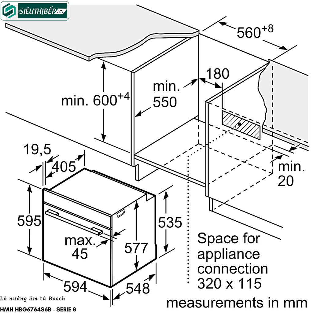 Lò nướng Bosch HMH HBG6764S6B - Serie 8 Home Connect (71 Lít - Âm tủ )