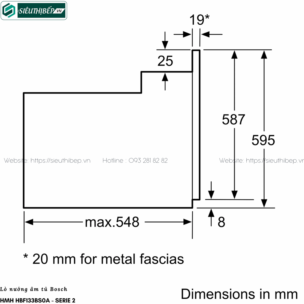 Lò nướng Bosch HMH HBF133BS0A - Serie 2 (66 Lít - Âm tủ)