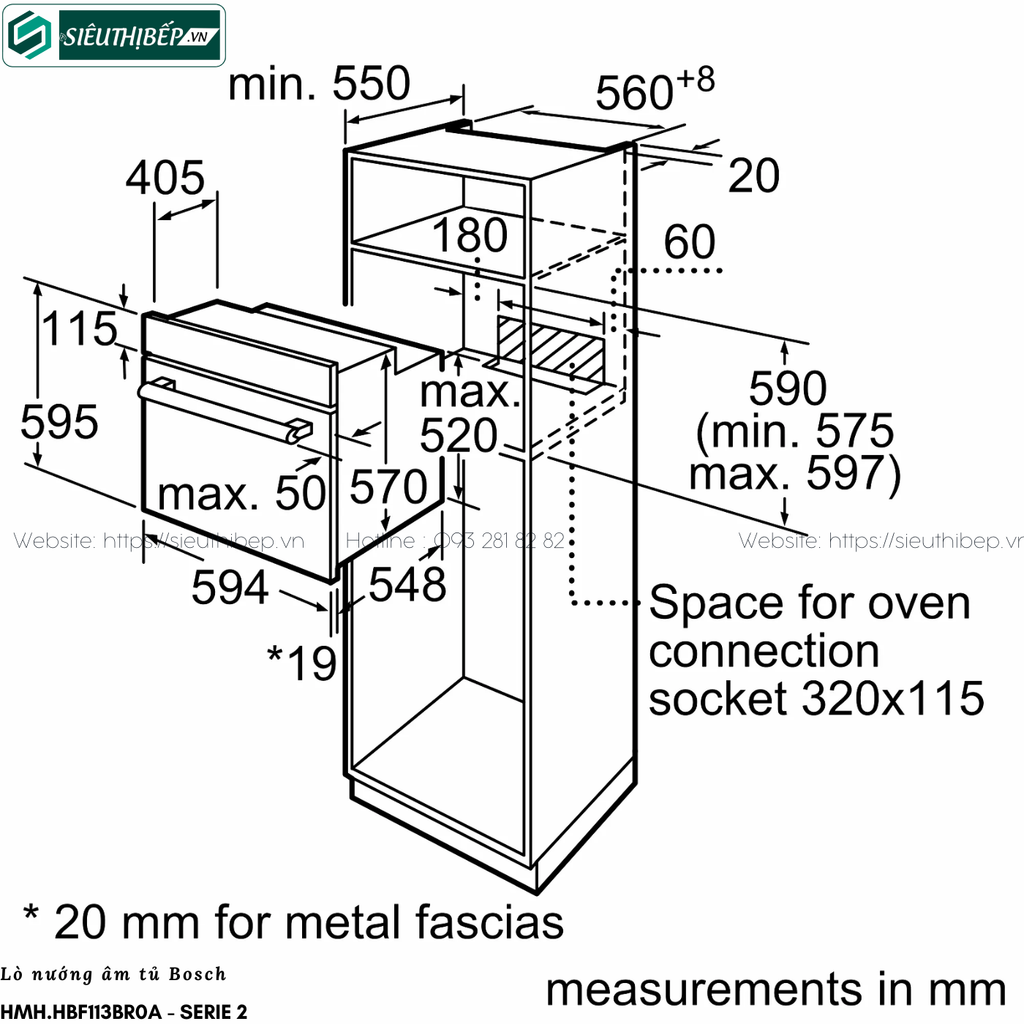 Lò nướng Bosch HMH HBF113BR0A - Serie 2 (66 Lít - Âm tủ)