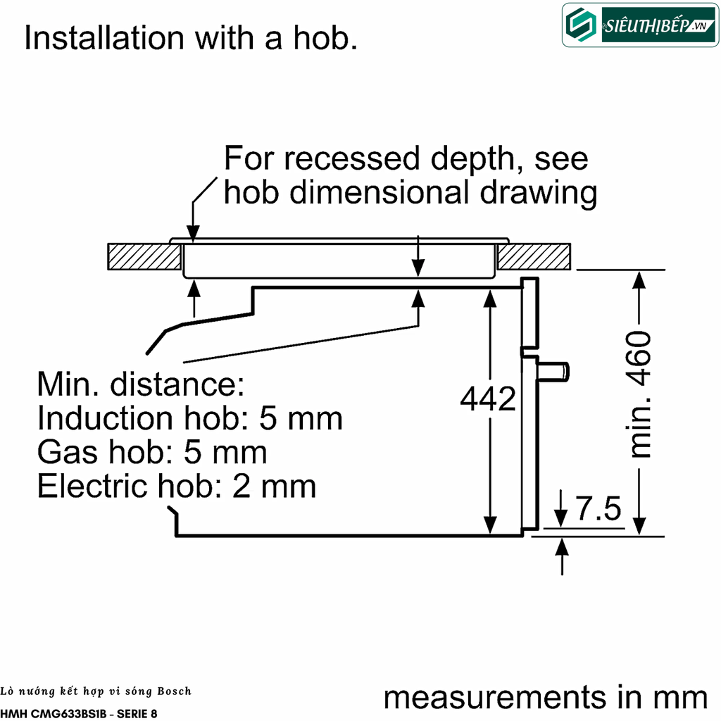 Lò kết hợp Bosch HMH CMG633BS1B - Serie 8 (Lò nướng kết hợp lò vi sóng - 45 Lít)