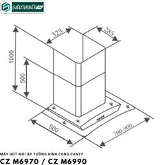 Máy hút mùi Canzy CZ M6970 / CZ M6990 (Áp tường - kính cong)