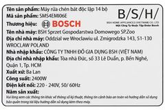 SMS4EMI06E Máy rửa bát Bosch độc lập tự hé cửa (Ba Lan)