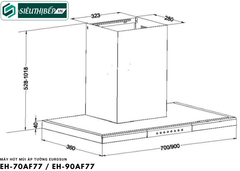 Máy hút mùi Eurosun EH - 70AF77 / EH - 90AF77 (Áp tường - chữ T)