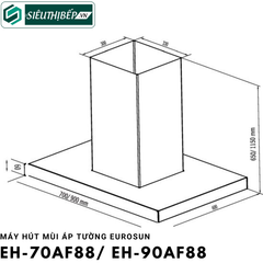 Máy hút mùi Eurosun EH - 70AF88 / EH - 90AF88 (Áp tường - chữ T)