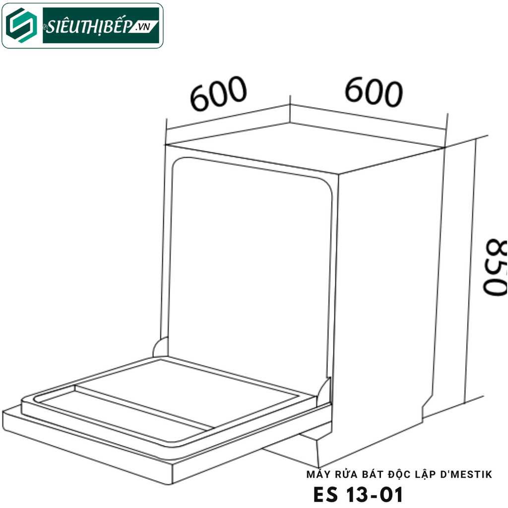 Máy rửa bát D'mestik ES 13-01 (Độc lập - 13 bộ đồ ăn Châu Âu)