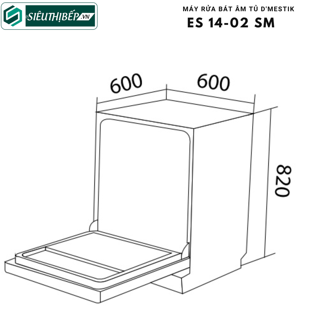 Máy rửa bát D'mestik ES 14-02 SM (Âm bán phần -15 bộ đồ ăn Châu Âu )