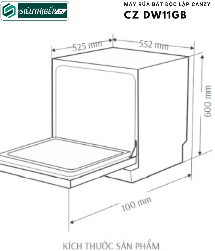Máy rửa bát Canzy CZ DW11GB (11 bộ bát đĩa Châu Âu)