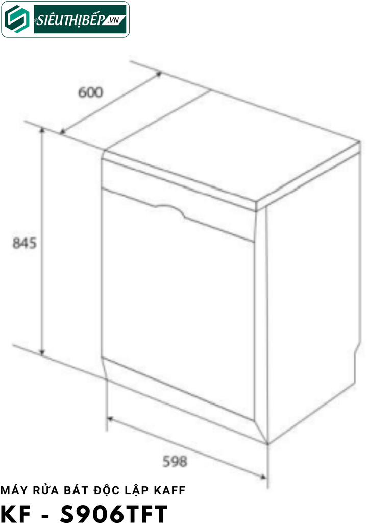 Máy rửa bát Kaff  KF - S906TFT (Độc lập - 14 bộ đồ ăn Châu Âu)