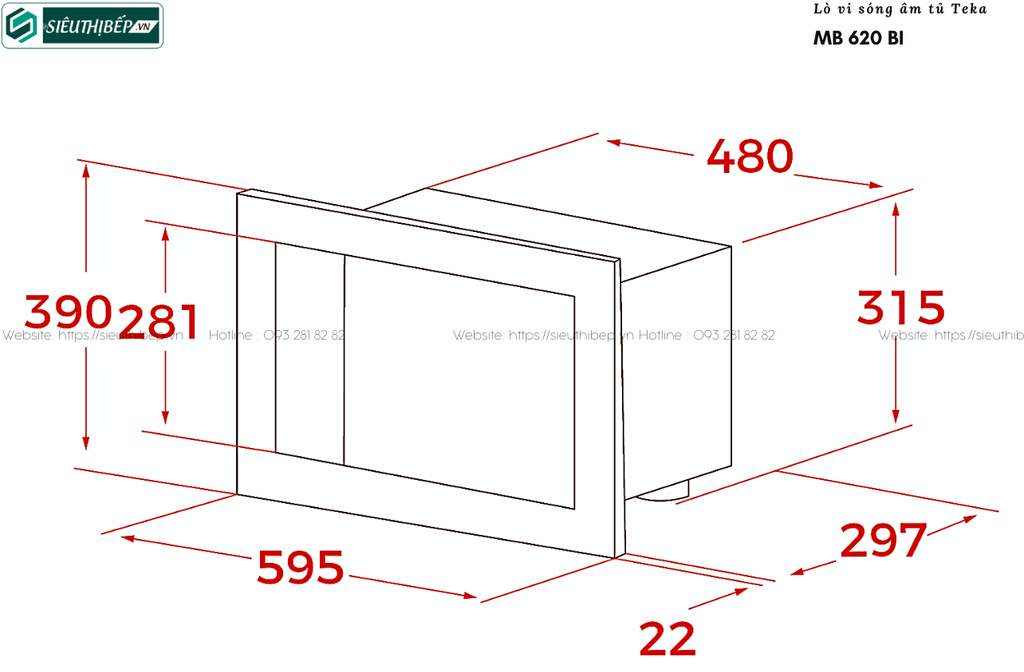 Lò vi sóng Teka MB 620 BI (20 Lít - Âm tủ)