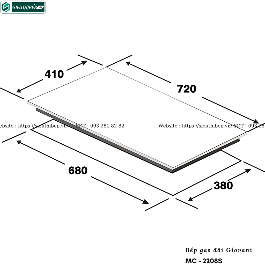 Bếp gas đôi Giovani MC - 2208S (Lắp âm)