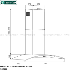 Máy hút mùi Malloca MC 750E (Áp tường - Kính cong)