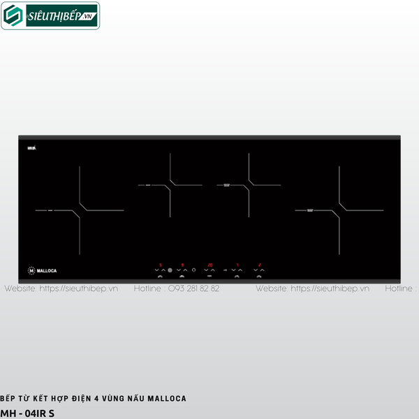 Bếp từ kết hợp điện Malloca MH - 04IR S (4 vùng nấu - 2 từ , 2 điện)