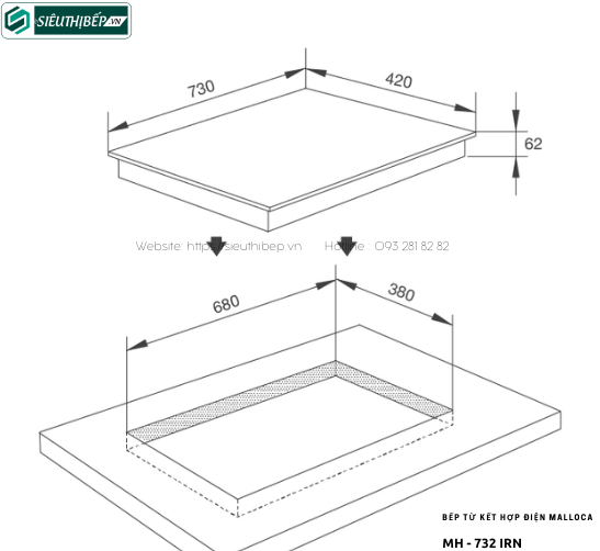 Bếp từ kết hợp điện Malloca MH - 732 IRN
