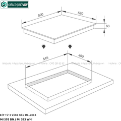 Bếp từ Malloca MI 593 BN / MI 593 WN (3 vùng nấu - Made in Spain)