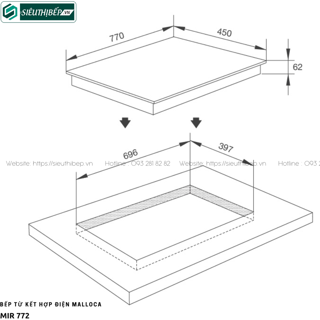 Bếp từ kết hợp điện Malloca MIR 772 (Made in Spain)