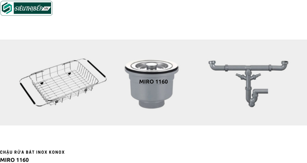 Chậu rửa bát Konox Miro 1160 (Inox 2 hộc 1 bàn chờ)