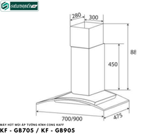 Máy hút mùi Kaff KF - GB705 / KF - GB905 (Áp tường kính cong)