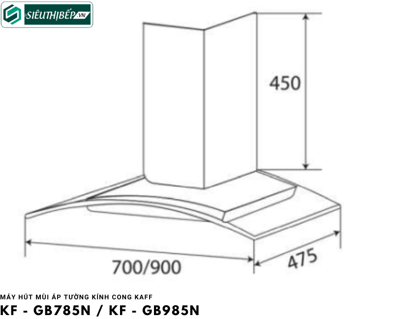 Máy hút mùi Kaff KF - GB785N / KF - GB985N (Áp tường kính cong)