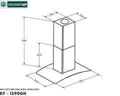 Máy hút mùi đảo Kaff KF - IS90GH ( Độc lập - kính cong)