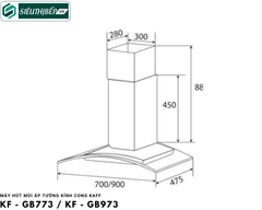 Máy hút mùi Kaff KF - GB773 / KF - GB973 (Áp tường kính cong)
