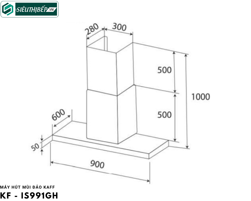 Máy hút mùi đảo Kaff KF - IS991GH ( Độc lập - chữ T)