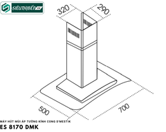 Máy hút mùi D'mestik ES 8170 DMK (Áp tường kính cong)