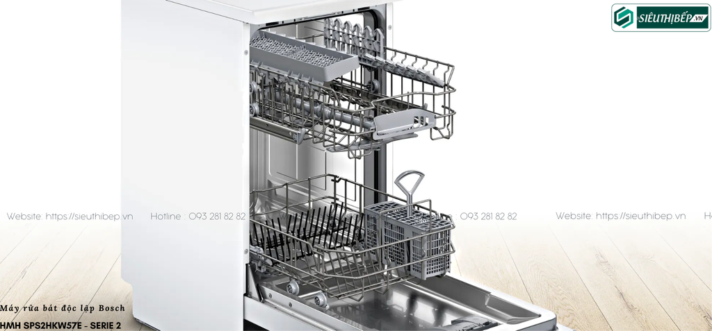 Máy rửa bát Bosch HMH SPS2HKW57E - Serie 2 (Độc lập - 9 bộ đồ ăn Châu Âu)