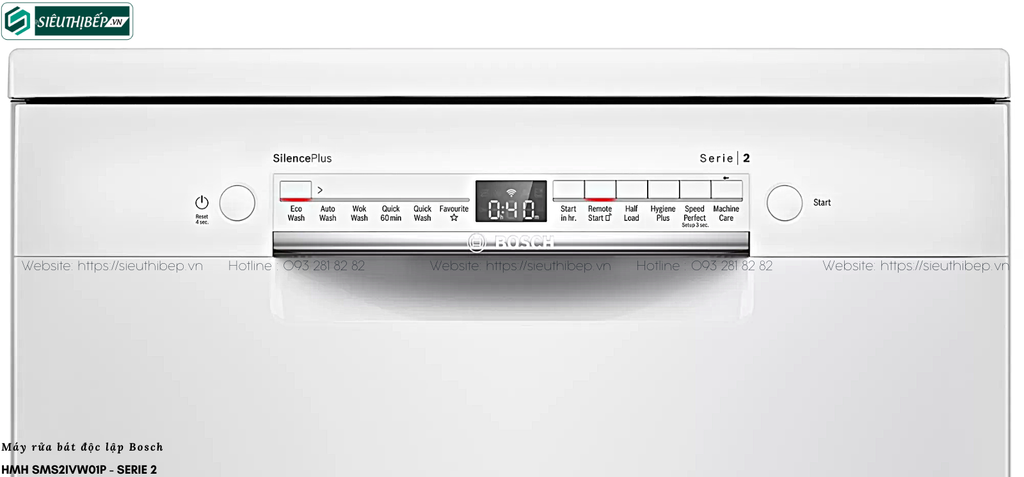 Máy rửa bát Bosch HMH SMS2IVW01P - Serie 2 (Độc lập - 12 bộ đồ ăn Châu Âu)