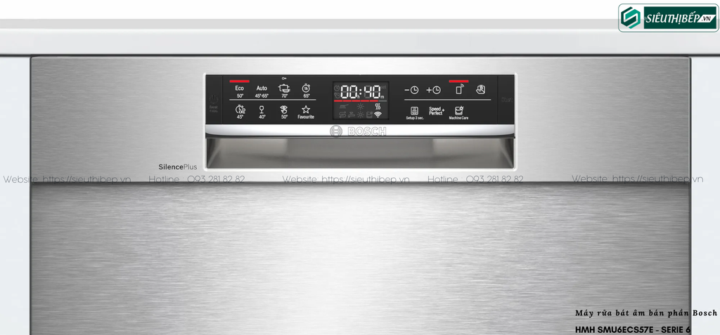 Máy rửa bát Bosch HMH SMU6ECS57E - Serie 6 (Âm bán phần - 14 bộ đồ ăn Châu Âu)