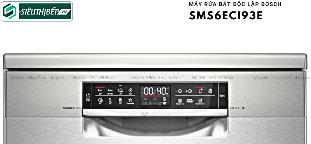 Máy rửa bát Bosch HMH SMS6ECI93E - Serie 6 (Độc lập - 13 bộ đồ ăn châu Âu)